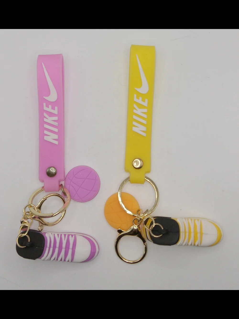Nike Yellow and Pink Basketball Sneaker Keychain Backpack or Purse Charm